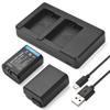 Camera NP-FW50 Battery & Charger Kit with 2-slot Battery Charger + 2pcs NP-FW50 Batteries 7.4V