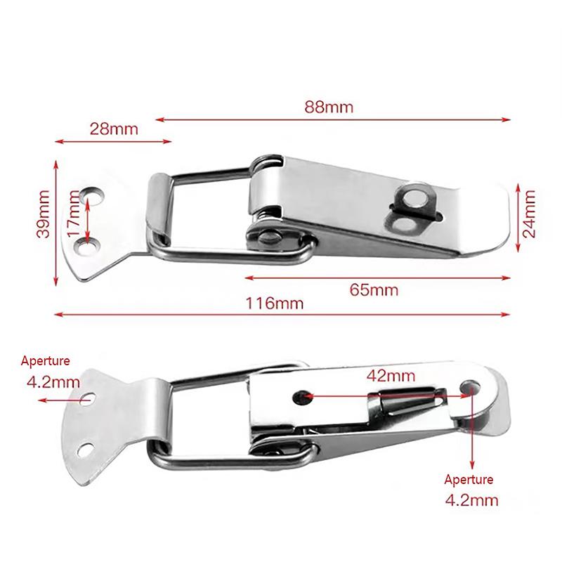 Loaded Draw Toggle Clamp Hasps Latch Catch Duck-Mouth Buckle Hook Wooden Box Hasps Clamp Metal Spring Catch Clasp
