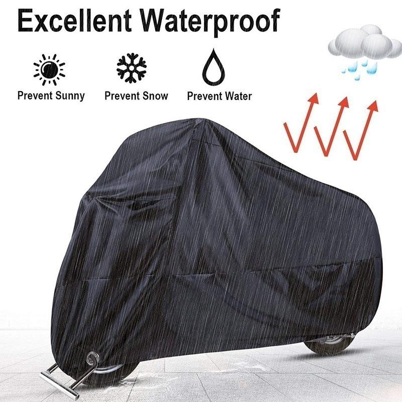 Black Motorcycle Cover - 170T/190T/210D, Sunscreen, Rainproof, Dustproof