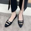 Fashion 2025 New Ladies Shoes Shallow Women's Flats Fashion Metal Decoration Office and Career Sexy Pointed Toe Plus Size Flat Low Heels