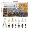 480 Sets Rivets for Leather, Leather Rivet Kit 4 Colors 3 Sizes Leather Rivets and Snaps for Leather Crafts