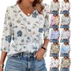 Women's V Neck 3/4 Sleeve Tops Casual T Shirts Basic Summer Tees Loose Fit Fall Pullover Tunic