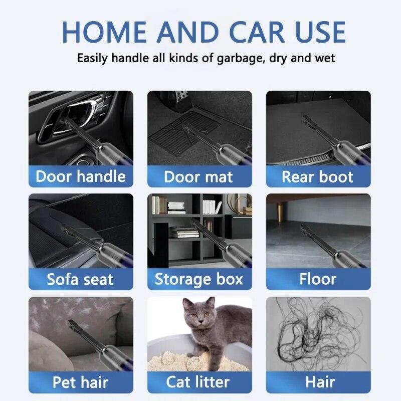 2024 Циклонный фильтр, аккумуляторная батарея для аксессуаров для машин, портативный мощный беспроводной автомобильный пылесос, мини-автомойка