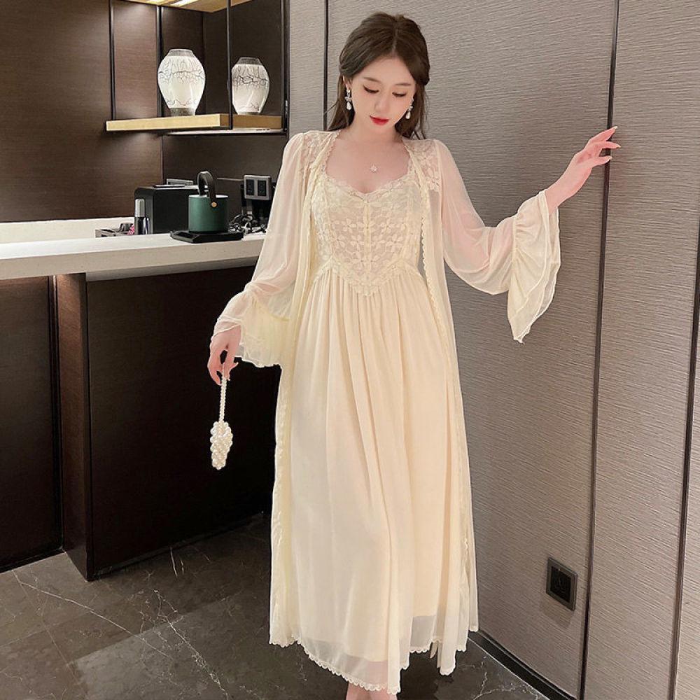 Women's Mesh Pajamas Sexy Fairy Suspender Skirt Nightgown Two-piece Set