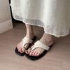 Korean Version of Fashion Toe Flat Slippers Women's Summer Wear 2025 New Niche Casual Beach Soft Bottom Flip-flops