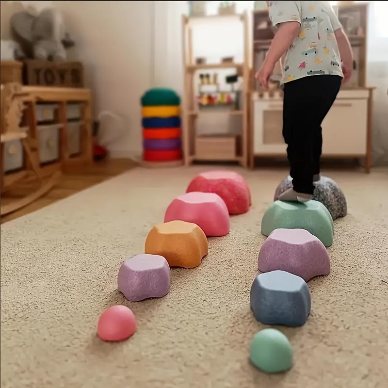 Kids Balance Stepping Stones Sensory Toys for Toddlers, EPP Rainbow River Stones Set for Early Education and Balance Training