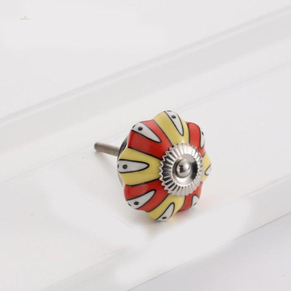 Single Hole Vintage Cabinet Knob Round Drawer Knobs Retro Ceramic Pumpkin Handle  Wine Cabinet