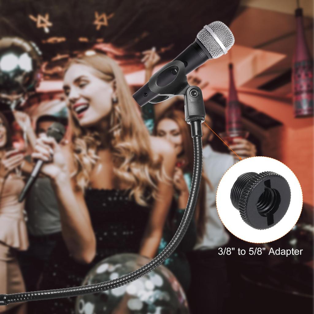 PATIKIL Gooseneck Desk Microphone Stand Flexible Arm with Clip Desktop Microphone Stand for Singing Speech To Microphone Holder Black 18.5" 3/8" 5/8"