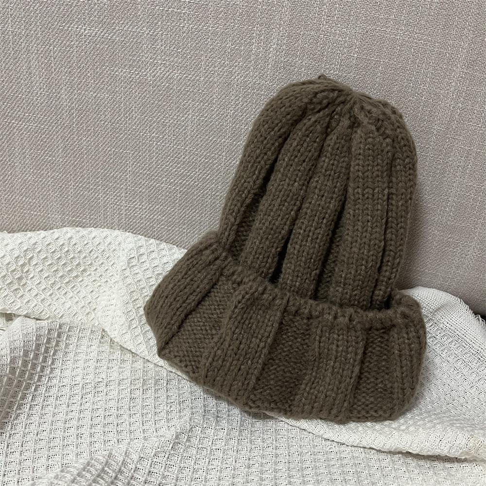 Do Not Pick People, Solid Color Knitted Hats for Men and Women, Thickened and Showing the Face, Small Cone Top Wool Hat, Bare Body Pullover Hat Tide
