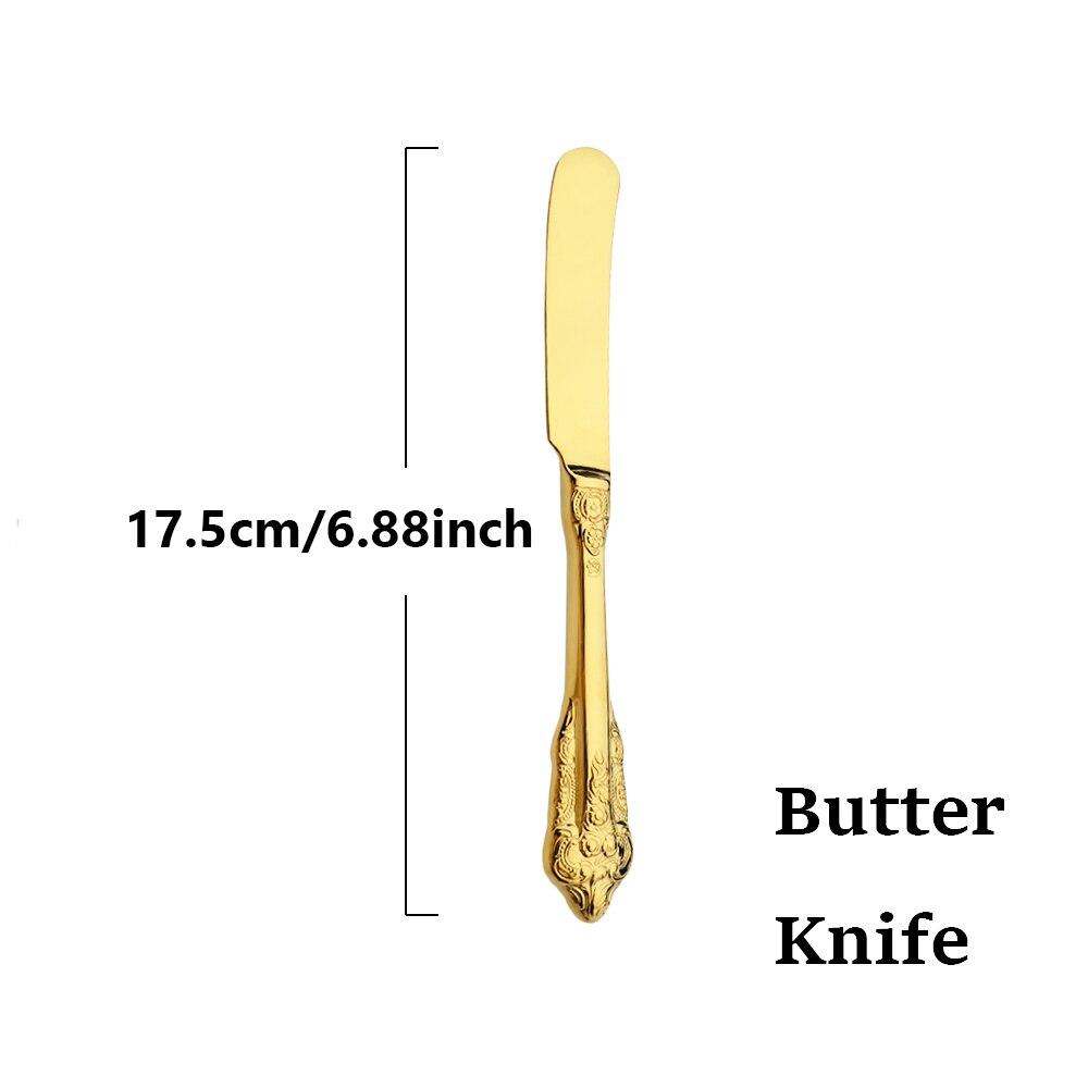 Gold Dinnerware Vintage Tableware 18/10 Silverware Stainless Steel Flatware Dinner Knife Fork Spoon Wedding Xmas Western Cutlery