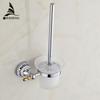 Toilet Brush Holders Chrome Metal Material Toilet Bowl Brush Holder Set Ceramic Bathroom Accessories Wall Bath Brush ST-6709