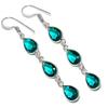 Indicolite Tourmaline Gemstone 925 Sterling Silver Jewelry Earring 2.48"