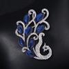 Blue Crystal Phoenix Brooch Female Alloy Diamond Set Anti-Light Pin Fashion Brooch Suit Accessories