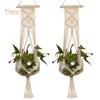 Plar Bear Hand Woven Hemp Rope Plants Flowers Pot Hanging Basket Holder Net Garden Decor