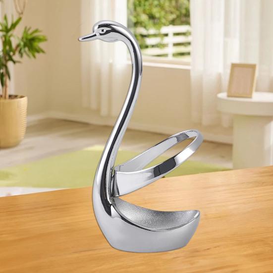 Stainless Steel Mini Fruit Forks Spoons with Non-Slip Handle Food-Grade Swan Storage Rack for Kids Desserts Snacks Parties Weddings