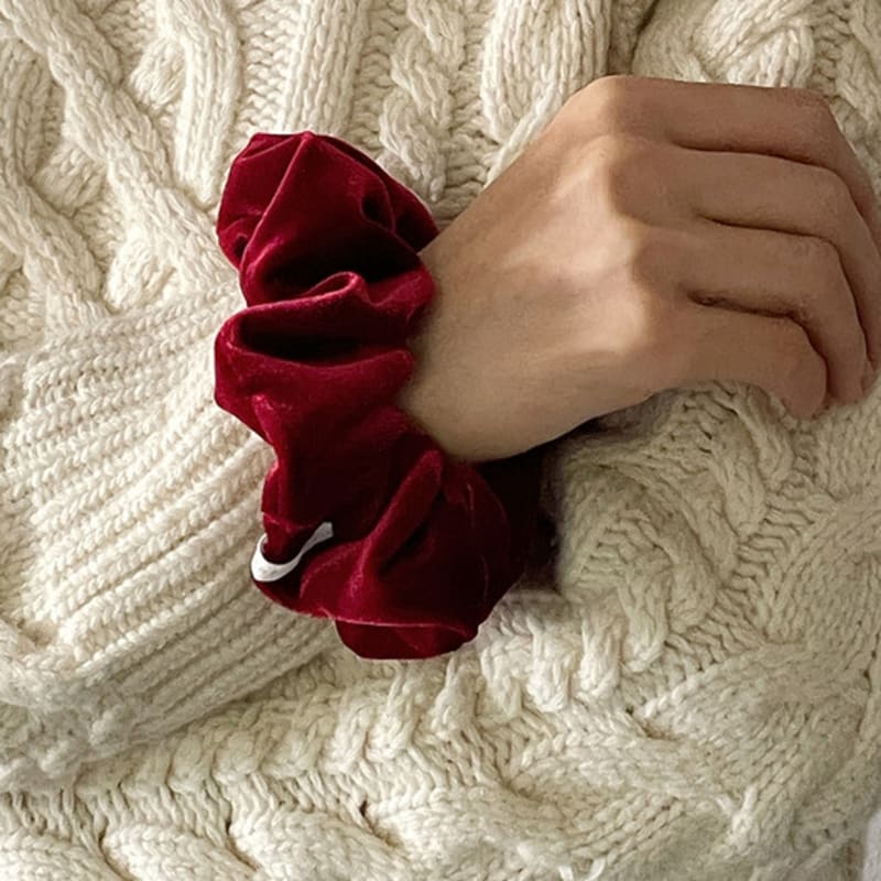 Oar Vintage Velvet Volume Scrunchie[Red]