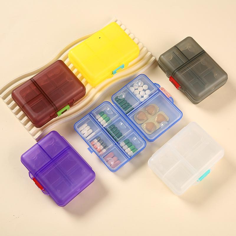 Portable 9-Compartment Transparent Pill Box with Moisture-Proof Seal and Logo