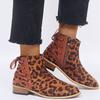 Suede Women Boots Spring Autumn Ankle Boots Ladies Leopard Wedges Boots Slip-on Pointed Toe Solid 25 Boot Woman Casual Shoes