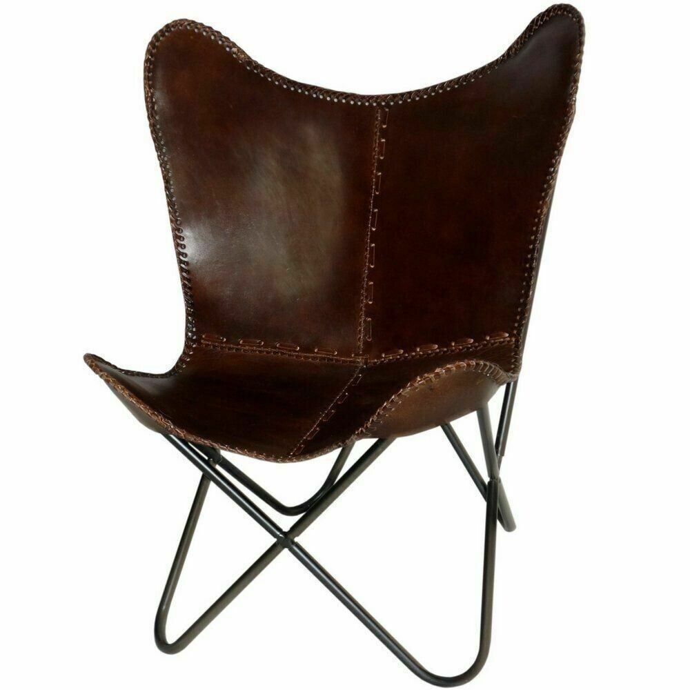 Buffalo Leather Butterfly Chair Folding Sleeper Seat Lounge Modern Accent Chair