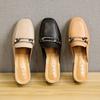 Half-slipped Women's Outerwear 2025 New Square-toed Thick-heeled Mules Are Versatile and Small-sized Low-heeled Lazy Flip-flops