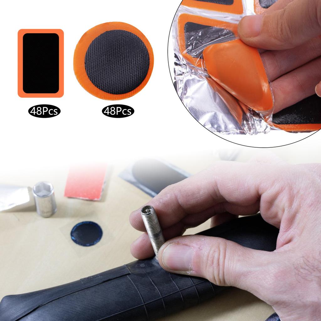 48pcs Tire Repair Patches Set Tire Patching Waterproof for Electric Motorcycles & Bike Quick Fix Cold Patch Solution