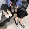Spring and Summer 2025 New Flat-soled Single Shoes One-word Buckle Shallow Mouth Mary Jane Shoes Fashion with Skirt Women's Shoes
