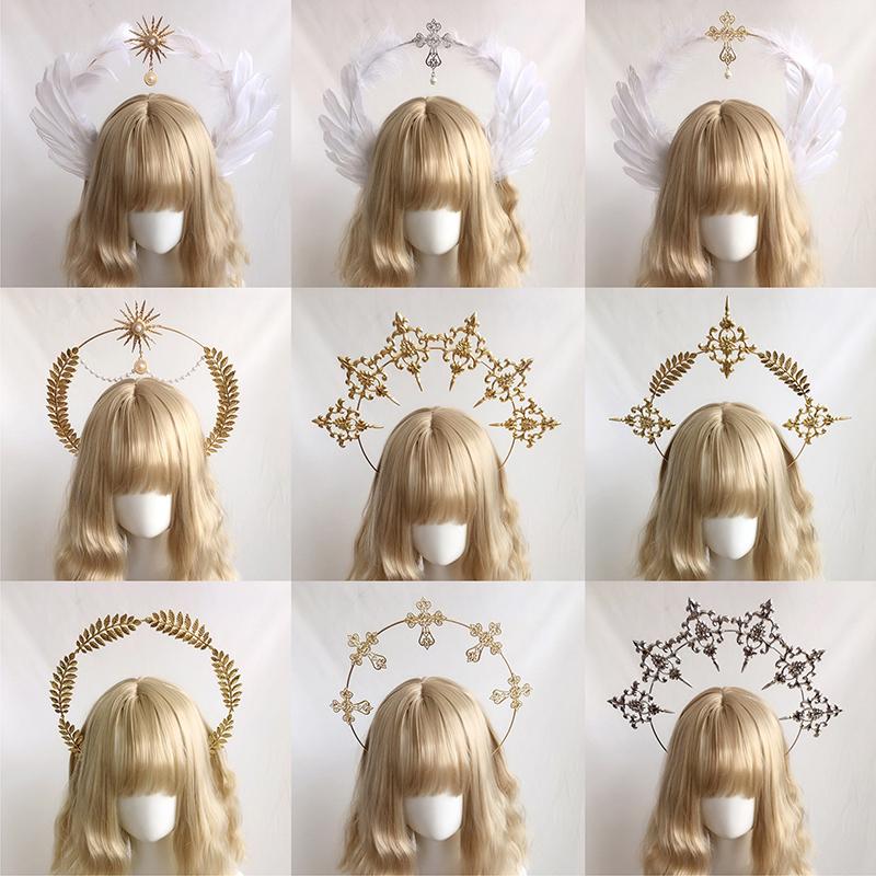 1 комплект Halo Crown Angel Feather Wings головной убор Halo Goddess головной убор KC головной убор аксессуары для головных уборов Готическая Лолита