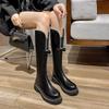 Fashion Pearl Bow Middle Heel Round Toe Ladies Knee High Shaft Shoes Autumn Winter Chic and Elegant New In Gothic Hot Women's Long Boots