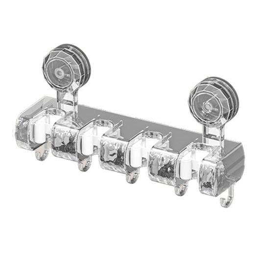 Wall Mount Mop Gripper Broom Holder Strong Load-Bearing Simple Installation Anti-Slip Mop Handle Hanger Dustpan Broom Organizer