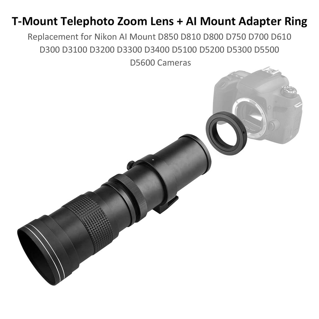Camera MF Super Telephoto Zoom Lens F/8.3-16 420-800mm T Mount + UV/CPL/FLD Filters Set +2X