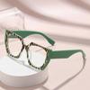 Fashion Polygon Oversize Frame Plain Glasses Unisex Retro Leopard Versatile Advanced Eye Protection Anti-Blue Light Eyeglasses