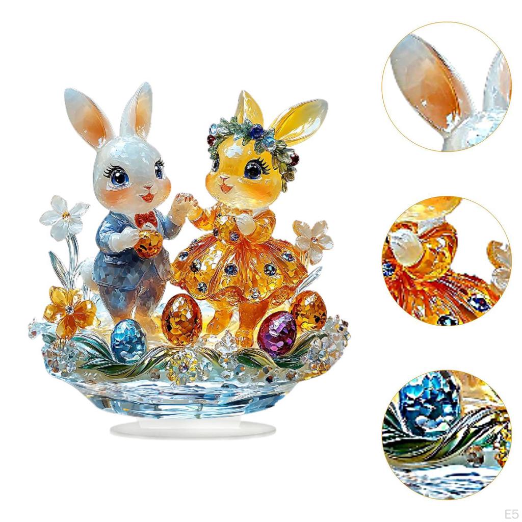 Easter Bunny Desktop Statue 2D Flat Acrylic Ornament Cute Accessories Lightweight Tabletop Figurine