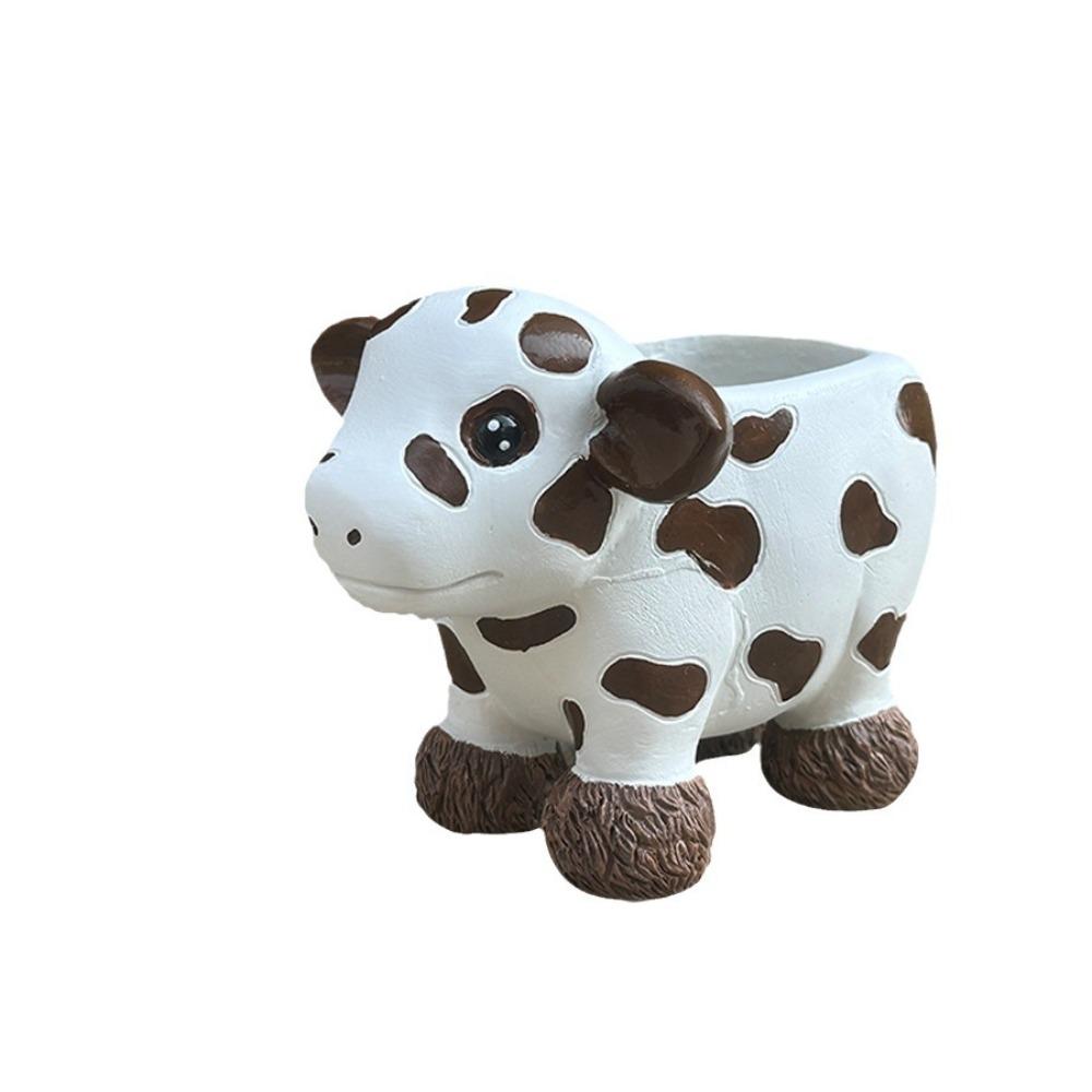Home Decoration Resin Cow Planter Cute Exquisite Animal Plant Pot Creative Funny Flowerpot Tabletop