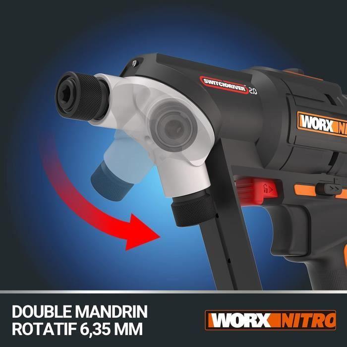WORX NITRO Perceuse-Visseuse Sans Fil Brushless 20V WX177 SwitchDriver