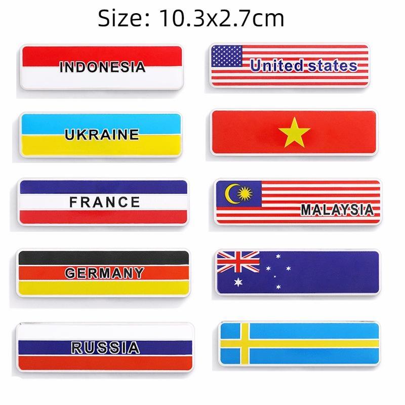 Car Styling 3D Aluminum UK Germany USA Russia France Sweden Malaysia Indonesia National Flag Emblem Badge Motorcycle Car Sticker