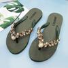 Fashion Summer New Rhinestone Flip-flops Flat Toe Flops Wear Casual Non-slip Women's Beach Slippers