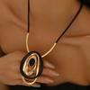 Wind Jewelry Geometric Retro Ring Pendant Long Necklace Women's Niche Exaggerated Design Collarbone Chain