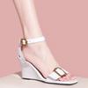 Summer Shoes Women Sandals Casual Wedges Heel Flip Flops Fashion Bling Ankle Straps Party Wedding Shoes Bridal Ladies White 2024