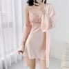 Suspender Nightdress Bathrobe Nighty&Robe Set Sexy Lace Satin Homewear Women Intimate Lingerie Nightwear Spring Summer Sleepwear