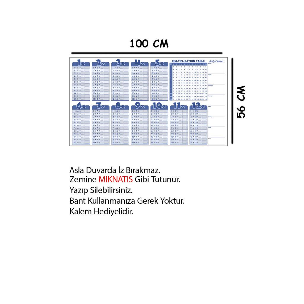 Таблица умножения Доска для письма Smart Paper Board English 100x56 см + 1 ручка
