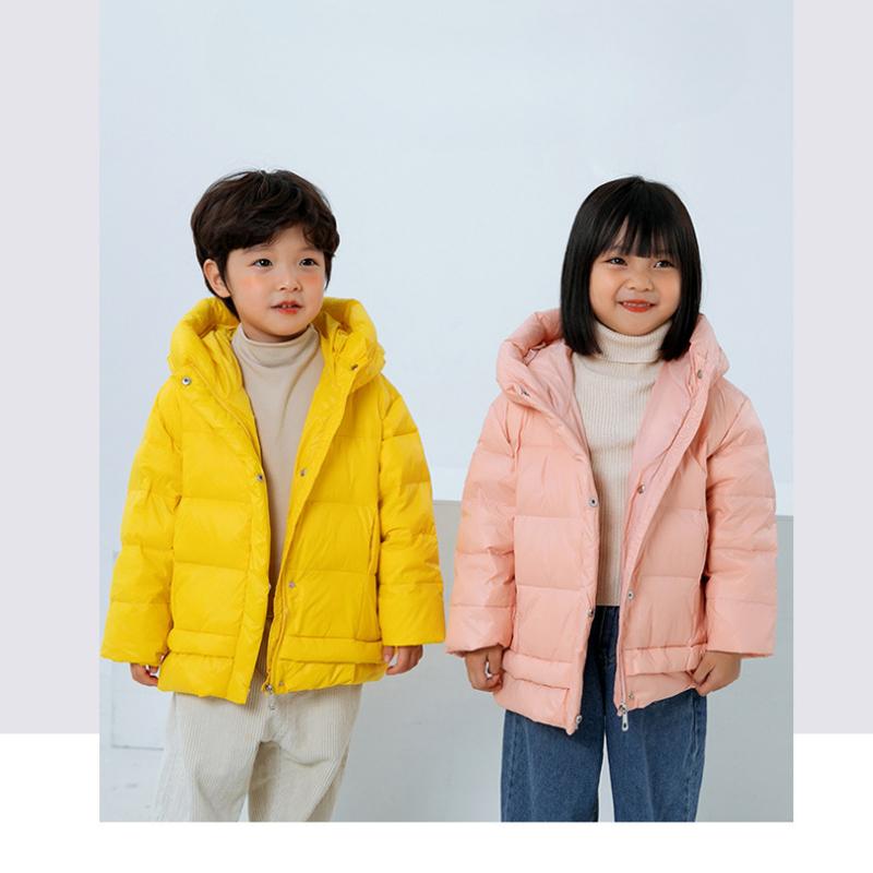 Children's Hooded Solid-color Light and Warm Down Jacket, Multi-color Coat for Boys and Girls Winter