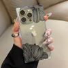 Square Back Tube Protection Clear Case For iPhone 14 Pro Max 11 12 15 Plus 16 ProMax 13 Anti-Oxygen,Black Line Petals Pattern Casing