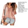 Women Shirt V-Neck Long Sleeve Side Split Hem Pullover Tops Solid