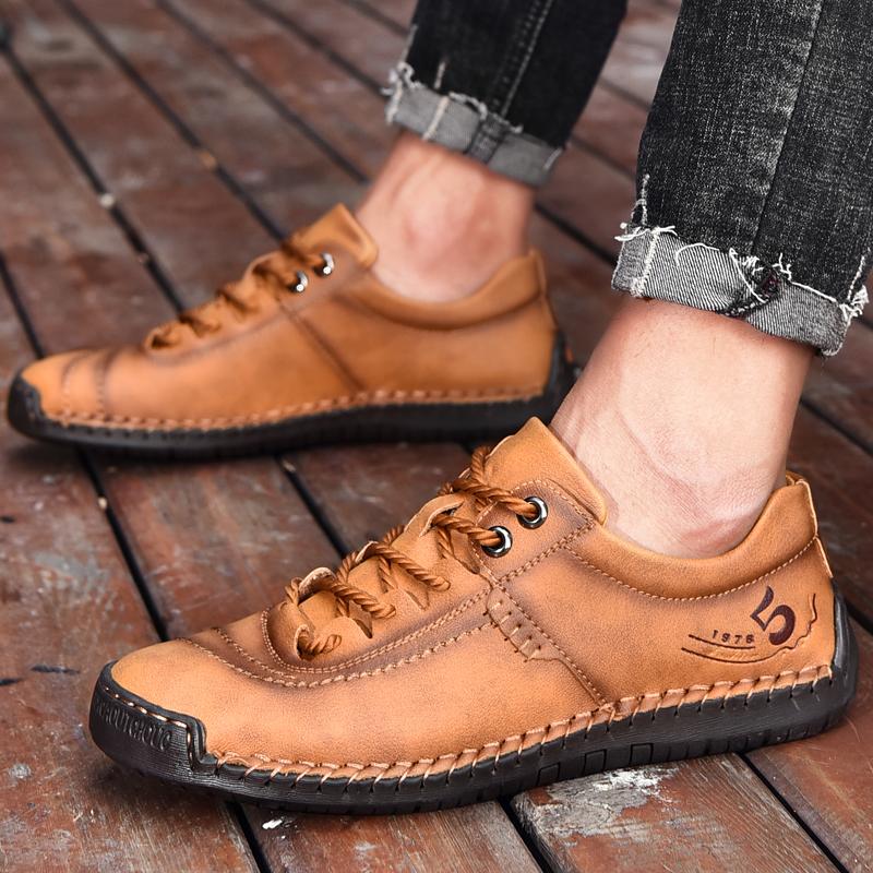 High Quality Mens Casual Shoes Handmade Leather Big 48 Male Comfortable Soft Sole Walking Shoes Non Slip Men Sneakers Big Size