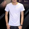 Summer Men T-shirt Round Neck V Neck Short Sleeve Solid Color Soft Breathable Thin Pullover Slim Fit Simple Style Casual Men Top