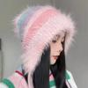 Gradient Colored Plush Knitted Hat for Women's Winter Warmth Ear Protection Knitted Hat