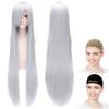CaseEden Cosplay 6043 Wig, Premium, Smooth, Straight, Long, 100cm, Silver,