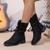 Fashion 2024 Hot Sale Women's Shoes Sleeve Women's Boots Autumn Round Toe Solid Short Barrel Chunky Heels Large Size Fashion Boots