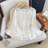 2025 New Summer Basic Shirt Women Lace Blouse Tops Tees Casual Loose White Short Tees