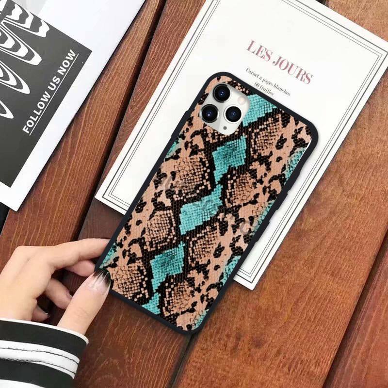 Snake Skin Print Animal Phone Case for iPhone 11 12 13 Pro XS MAX 8 7 6 6S Plus X 5S SE 2020 XR